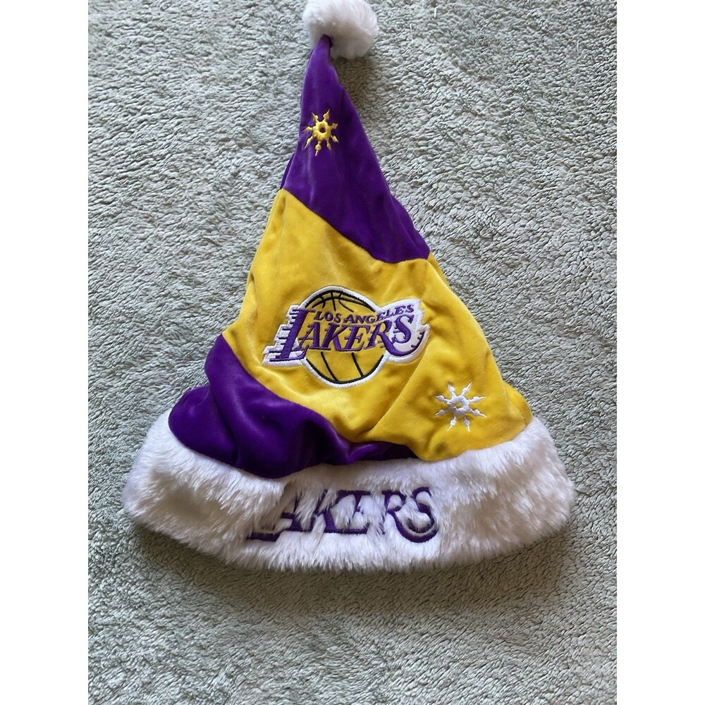 Lakers Holiday /Santa Hat One SizeFits All Red White Christmas Plush